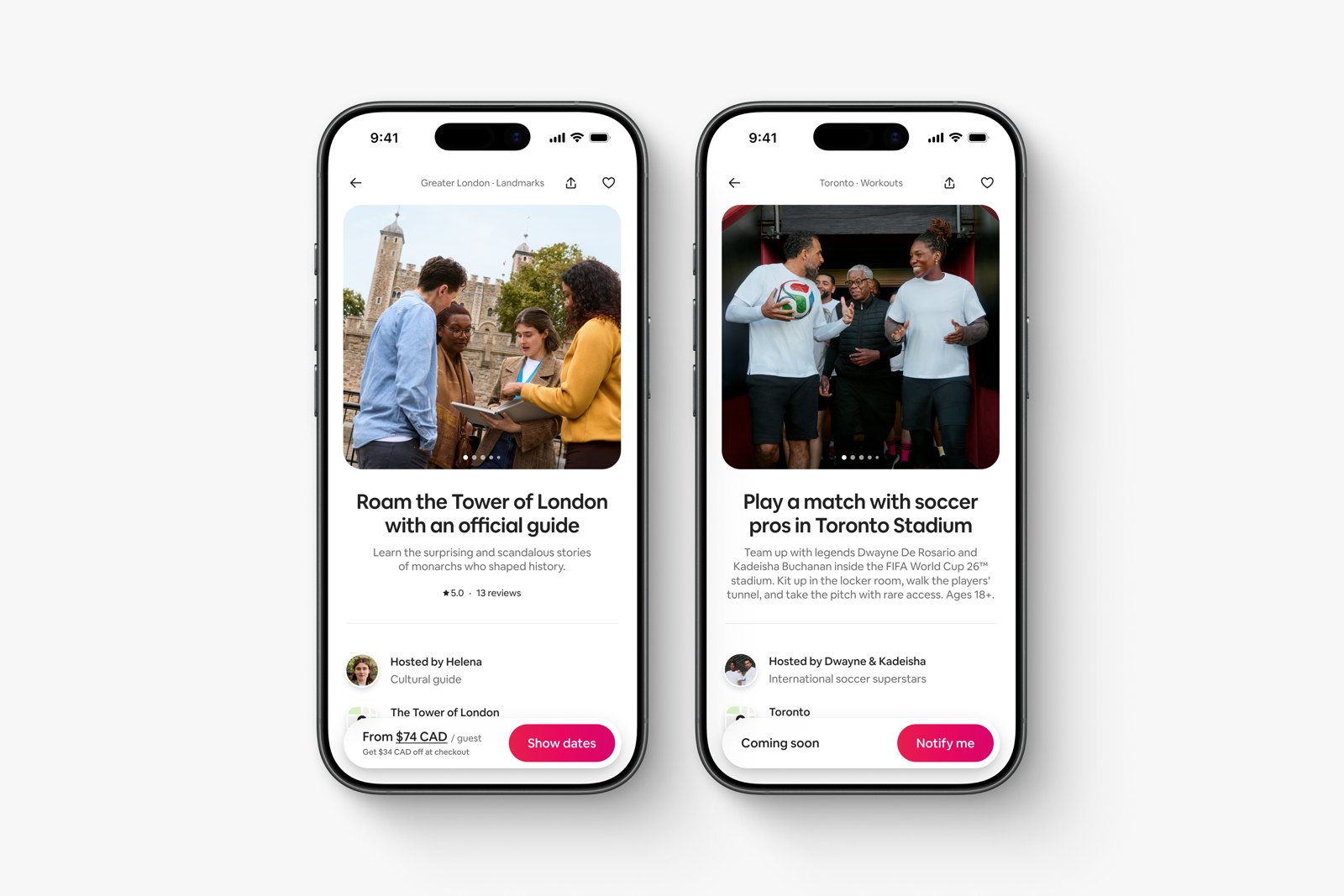 Airbnb Experiences FIFA and landmarks visual