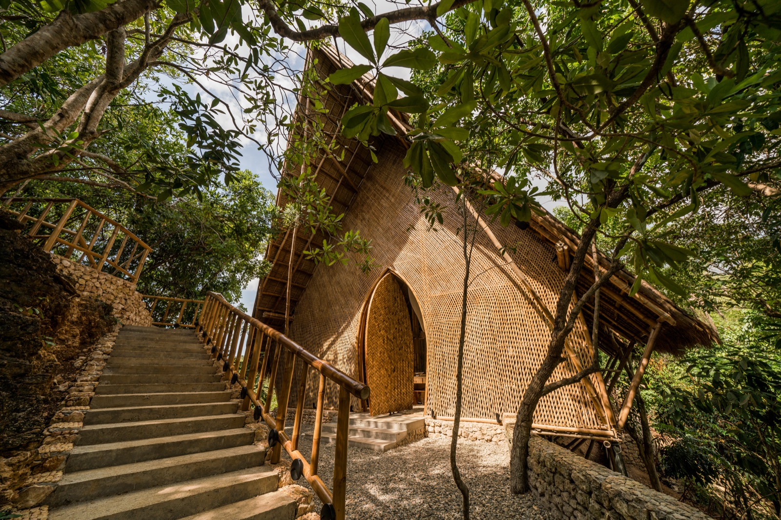A coastal perspective of Manami Resort and its surrounding natural landscape