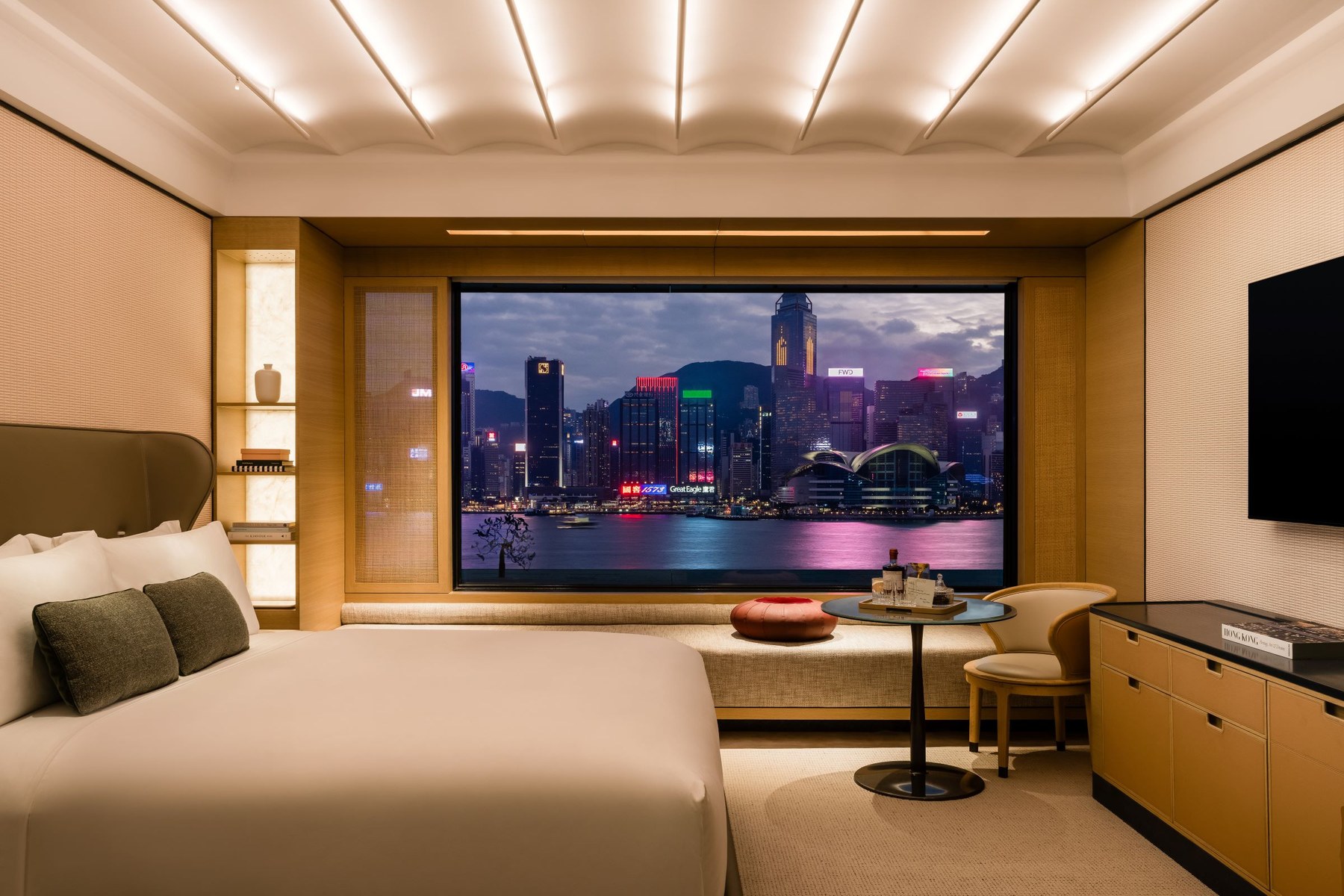 Regent Hong Kong classic harbourview room overlooking Victoria Harbour at night