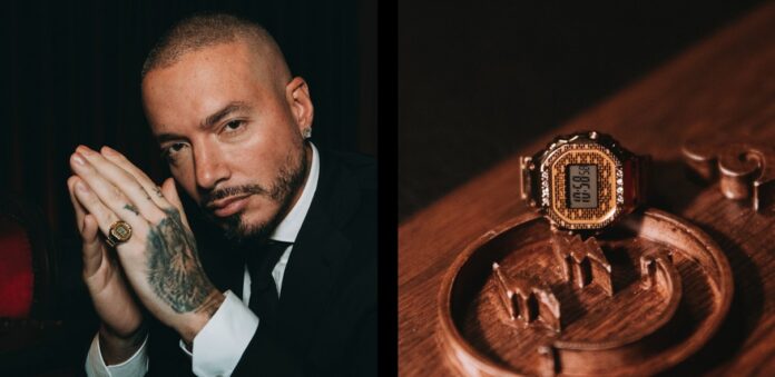 CASIO x J Balvin CRW001JB-9 Ring Watch J Balvin wearing the CASIO x J Balvin CRW001JB-9 Ring Watch beside a close-up of the ring watch