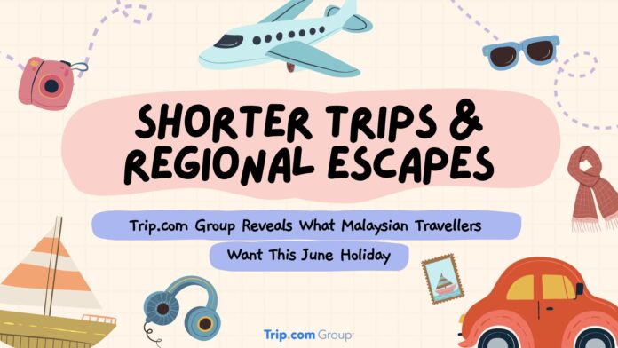 horizontal-1-1- Trip.com Group illustration promoting shorter trips and regional escapes for Malaysian travellers