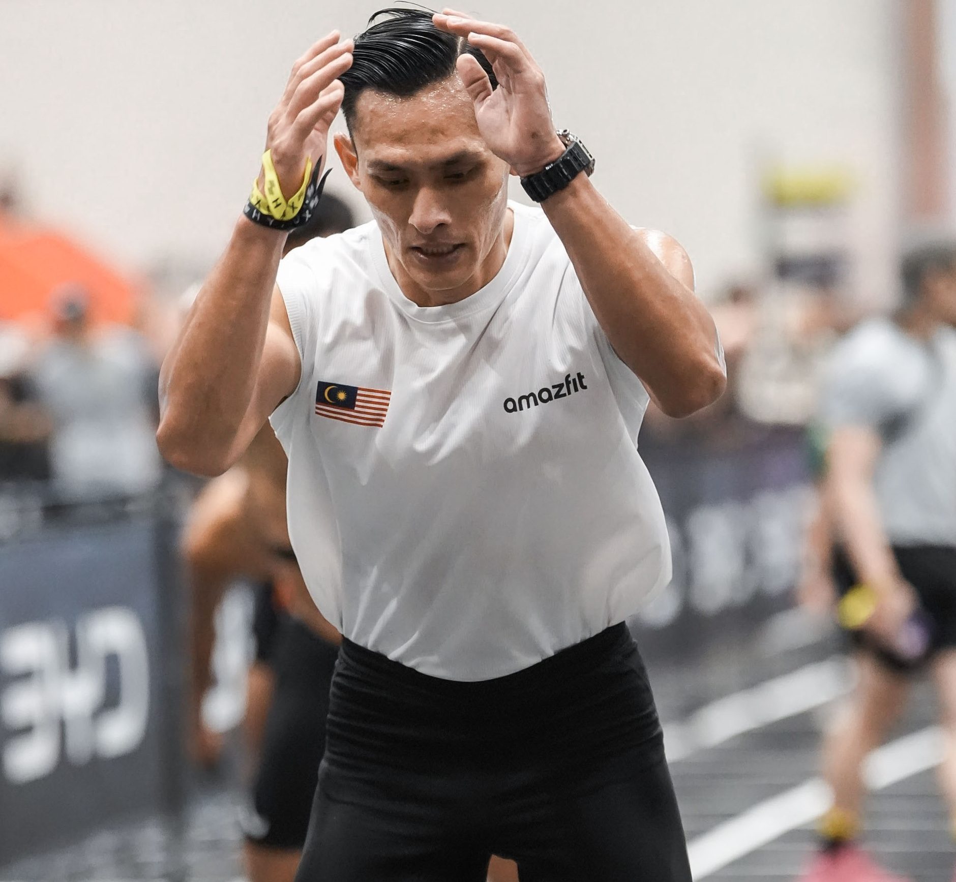 Amazfit athlete wearing an Amazfit smartwatch during HYROX training.