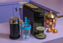 Nespresso Malaysia Introduces the all-new Vertuo Up, at the immersive Vertuo World experience at The Exchange TRX Nespresso Vertuo Up machine in Graphite with Aeroccino3, Blue Bottle travel tumbler and Vertuo capsules